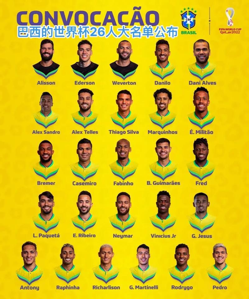 巴西公布世界杯26人名单视频